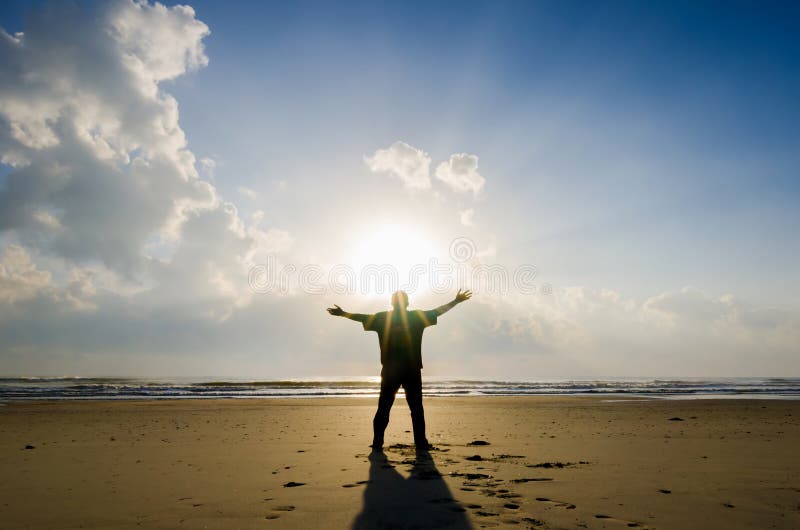 Silhouette of Man when sunrise