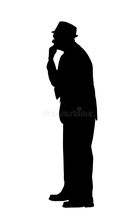 One Business Man Silhouette Looking Up Stock Image - Image of grayscale ...