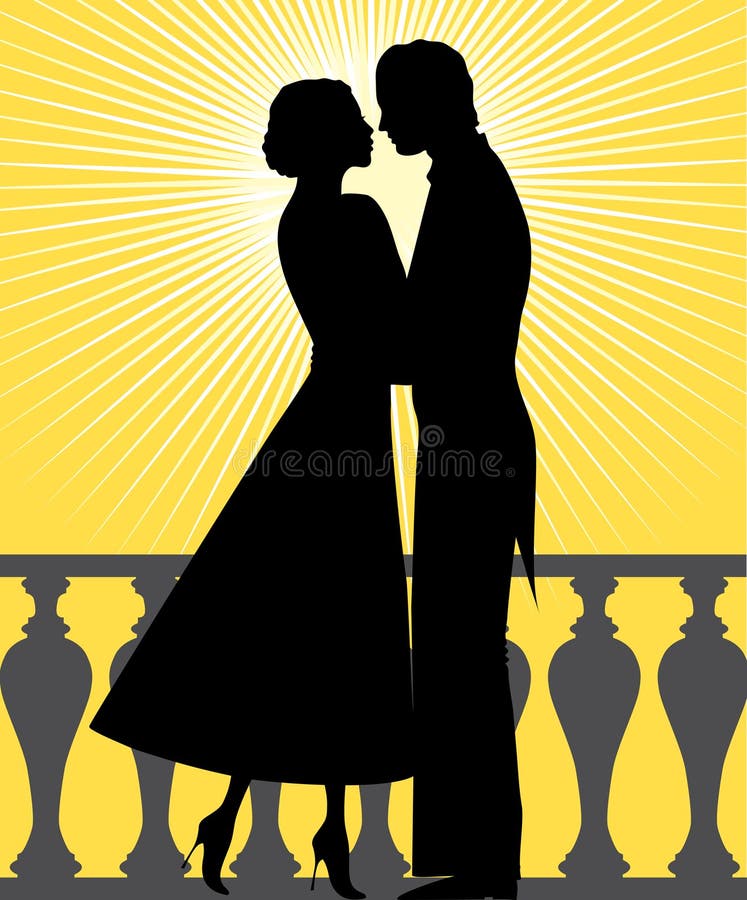 Silhouette of man and woman in love