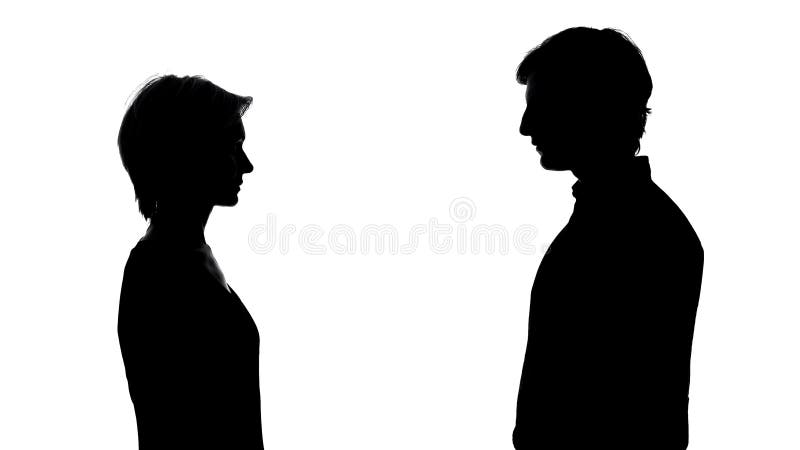 Silhouette of Man and Woman Stand Opposite, Equal Rights, Social ...