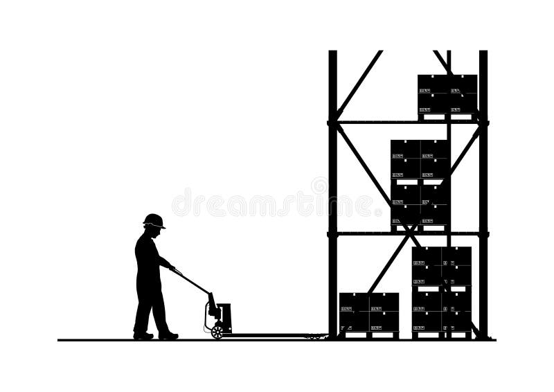 Silhouette of Manual Pallet Jack Stock Vector Illustration of cargo
