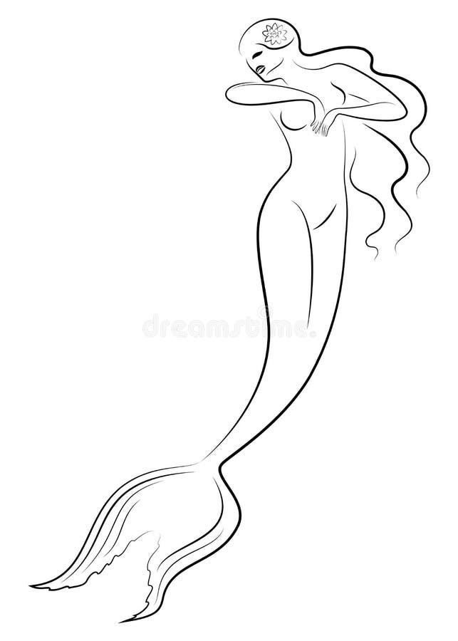 Silhouette of a Mermaid. Beautiful Girl is Floating in the Water. the ...