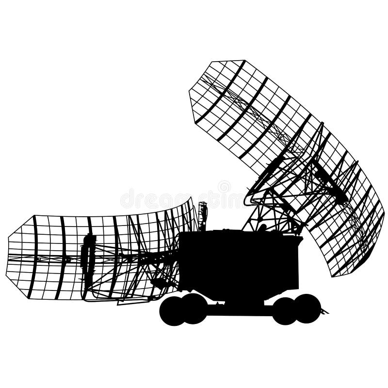 Silhouette military radar dish. Vector illustration. royalty free illustration Silhouette military radar dish. Vector illustration. royalty free illustration
