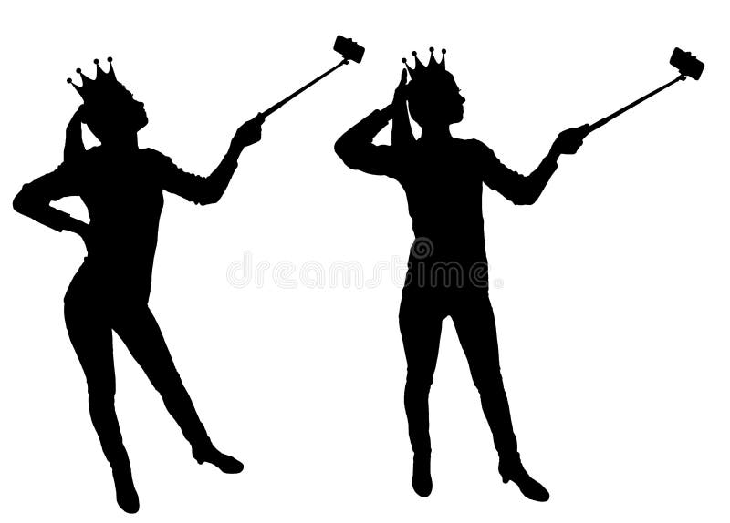 A silhouette a narcissistic and selfish woman makes selfie on the phone royalty free illustration A silhouette a narcissistic and selfish woman makes selfie on the phone royalty free illustration