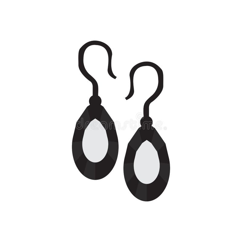Silhouette of a Pair of Earrings Stock Vector Illustration of black