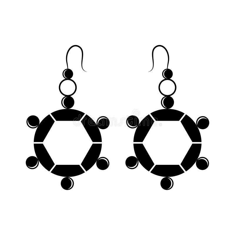 Silhouette of a Pair of Earrings Stock Vector Illustration of pair