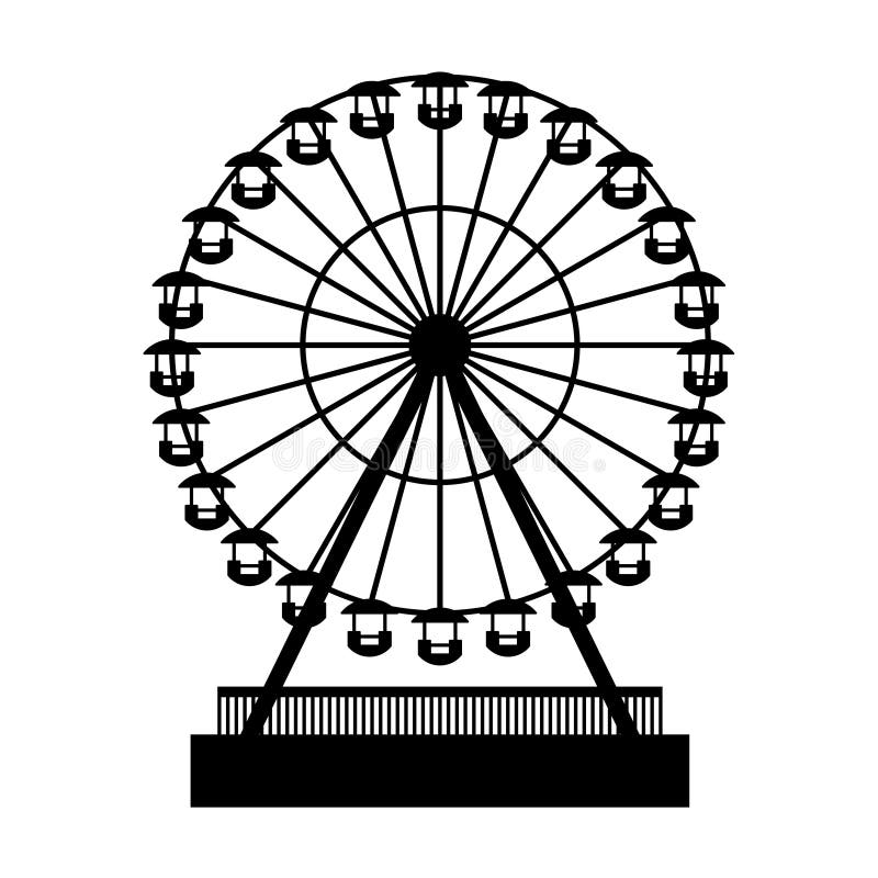 Silhouette Park Atraktsion Ferris Wheel. Vector