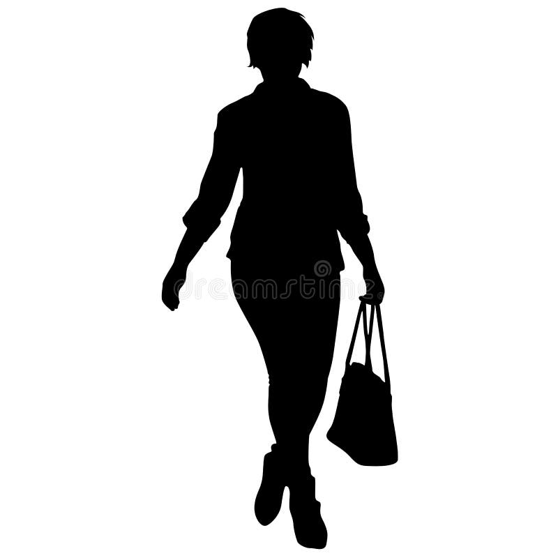 Silhouette Of People Carrying Bag Luggage On White Background Stock ...