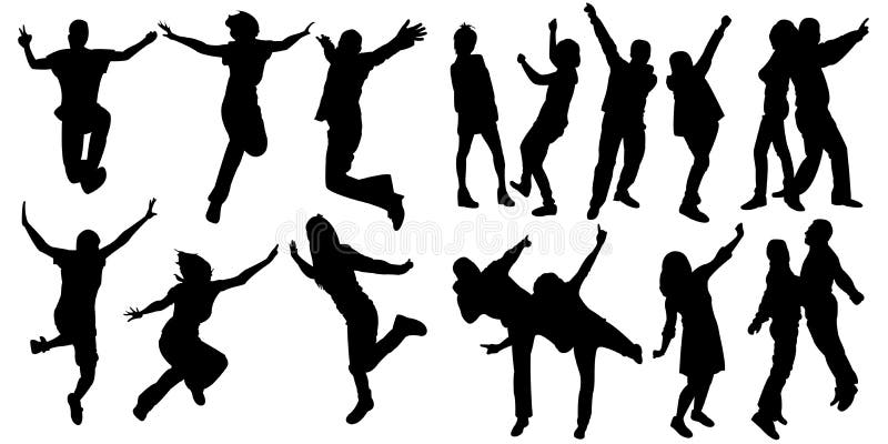 Silhouette people jumping dance royalty free illustration