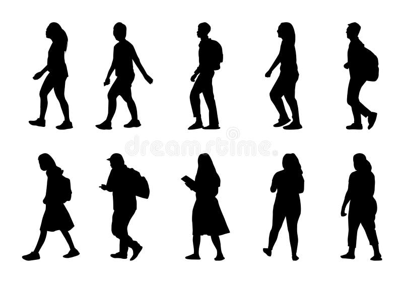 People Silhouette Walking Stock Illustrations – 30,755 People