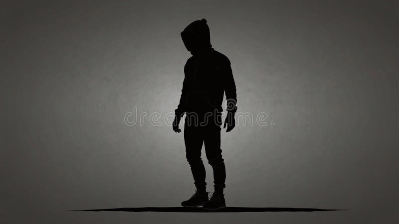Silhouette of Person in Hoodie and Pants with Gradient Background in Minimalist Style royalty free illustration