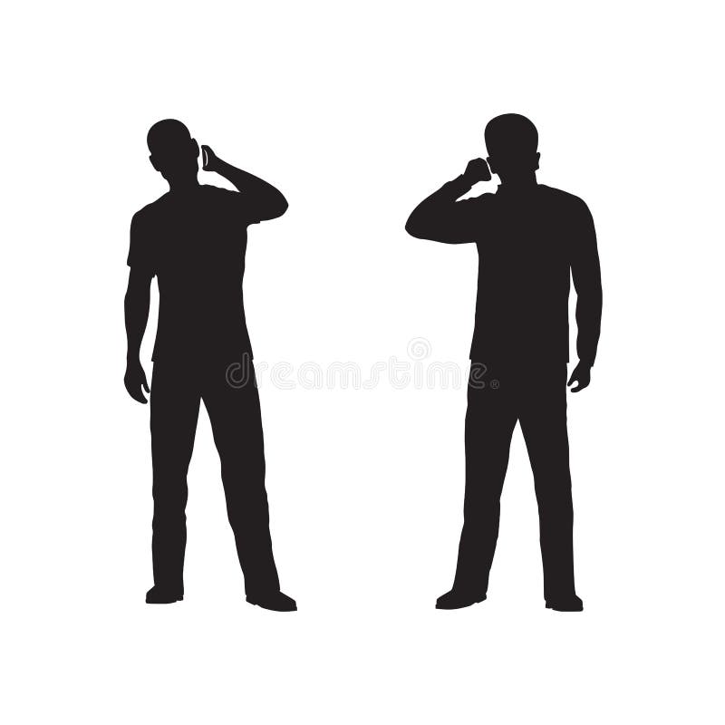 Silhouette of the person with phone. royalty free illustration