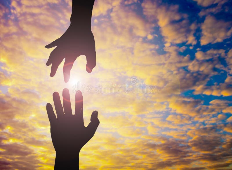 The Silhouette photo of hand to hand. royalty free stock photography The Silhouette photo of hand to hand. royalty free stock photography
