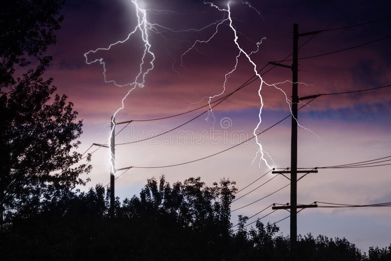 Silhouette of Power Lines royalty free stock images