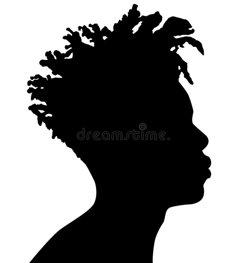 Silhouette, profilo afro-americano. uomo di fianco con afroharren. pettinatura per capelli