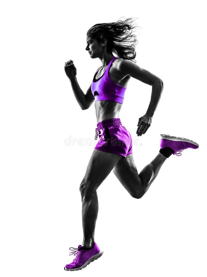 Silhouette pulsante de taqueur courant de coureur de femme photos libres de droits Silhouette pulsante de taqueur courant de coureur de femme photos libres de droits