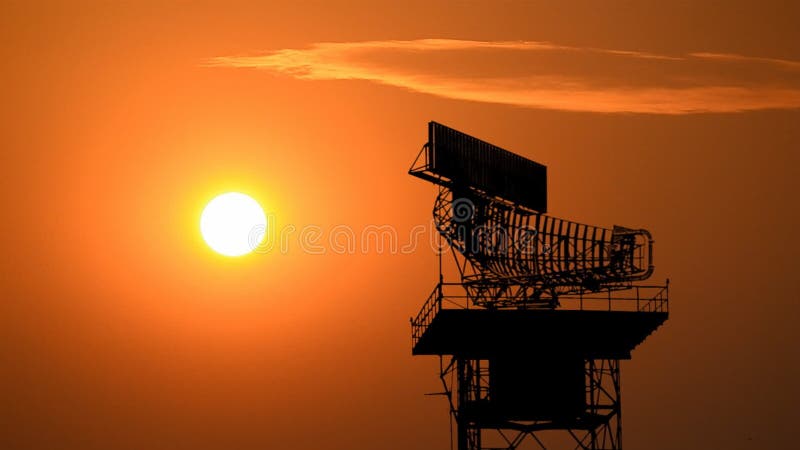 Silhouette radar communication tower and plane