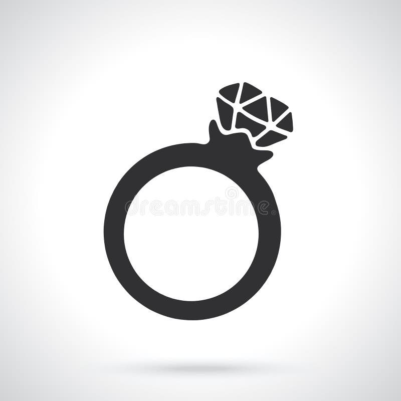 Silhouette of Ring with a Diamond Stock Vector - Illustration of