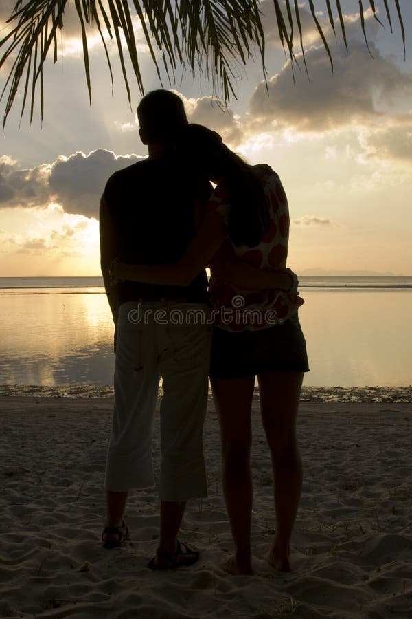 Silhouette of romantic couple stock photo Silhouette of romantic couple stock photo
