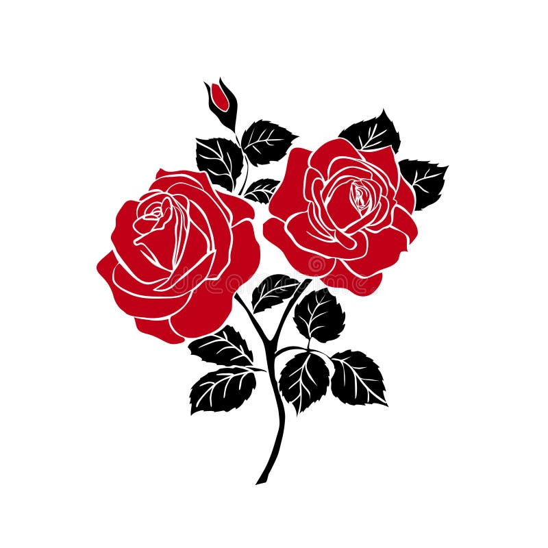 Silhouette of rose stock vector. Illustration of flower 54573861