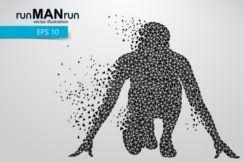 Silhouette of a running man from triangle. Text and background on a separate layer, color can be changed in one click vector illustration Silhouette of a running man from triangle. Text and background on a separate layer, color can be changed in one click vector illustration