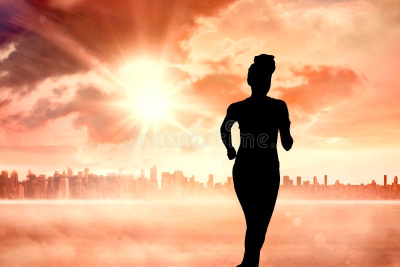 Silhouette of running person royalty free stock photo