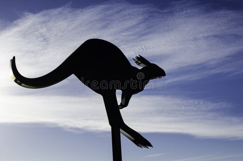 Silhouette sculpture of Kangaroo at Barangaroo Reserve which shows iconic Sculpture, Sydney, Australia. stock photos Silhouette sculpture of Kangaroo at Barangaroo Reserve which shows iconic Sculpture, Sydney, Australia. stock photos