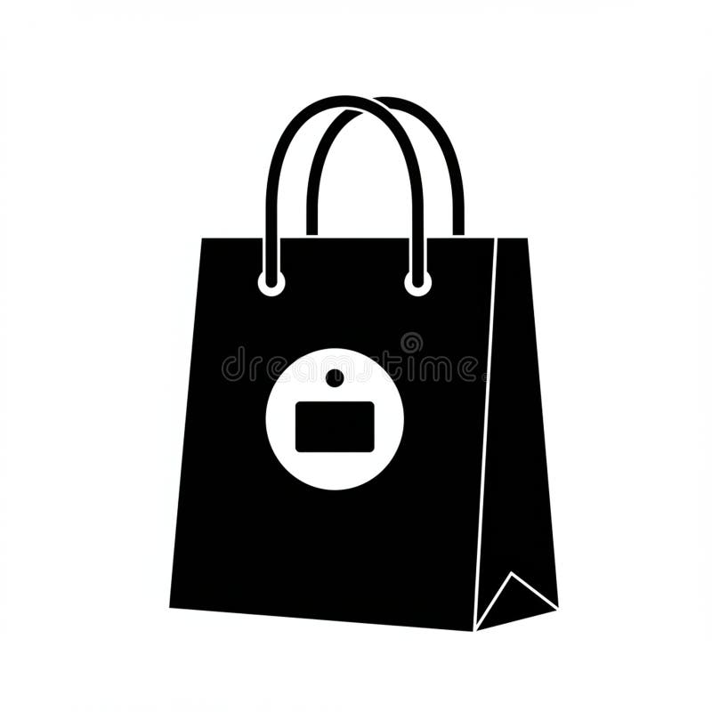 Silhouette of a shopping bag with dual handles and a rectangular shape vector illustration
