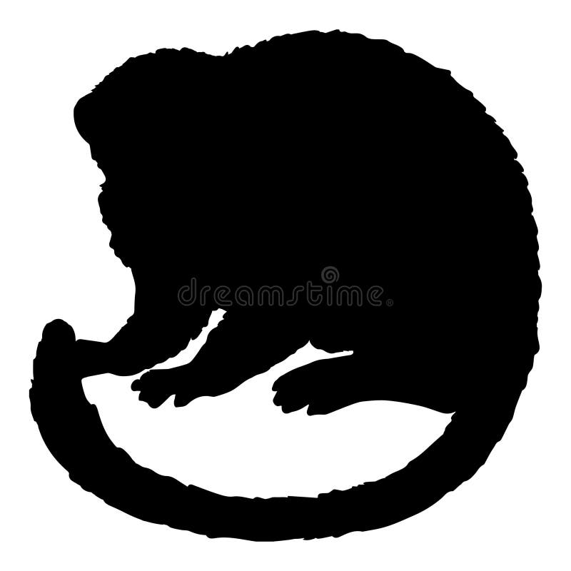 Silhouette simple illustration de singe nocturne mignon illustration de vecteur