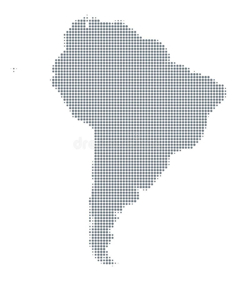 Silhouette of South America, gray halftone dots stock illustration Silhouette of South America, gray halftone dots stock illustration