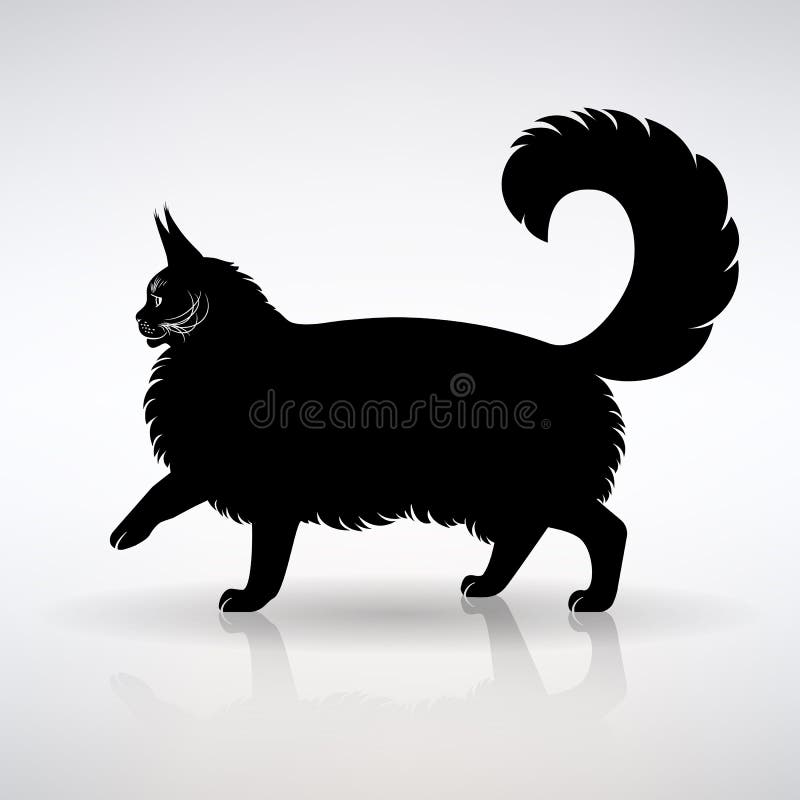 Cat silhouettes,Maine Coon cat icons and silhouettes,Sitting Maine