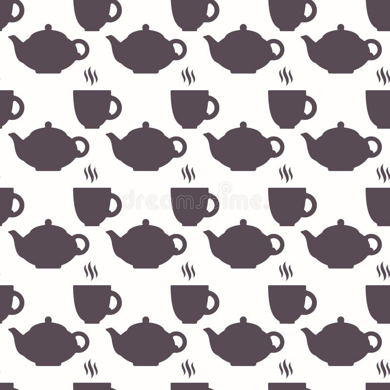 Silhouette of Teapot and Cup. Tea Seamless Pattern Stock Vector ...