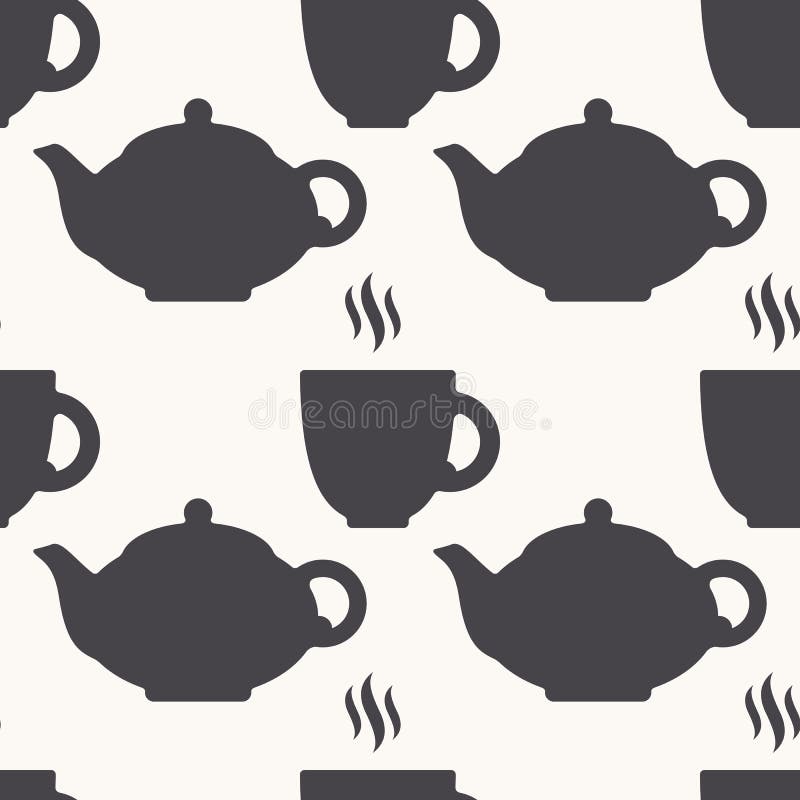 Silhouette of Teapot and Cup. Tea Seamless Pattern Stock Vector ...