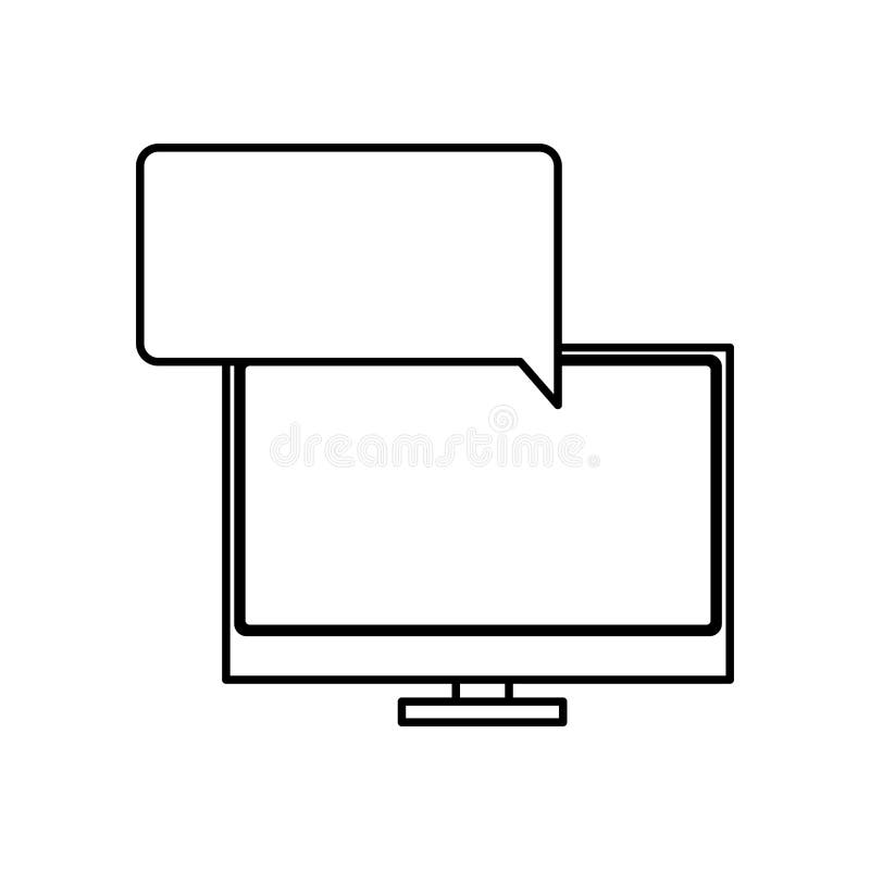 Silhouette tech screen computer in wide flat dialogue callout box royalty free illustration