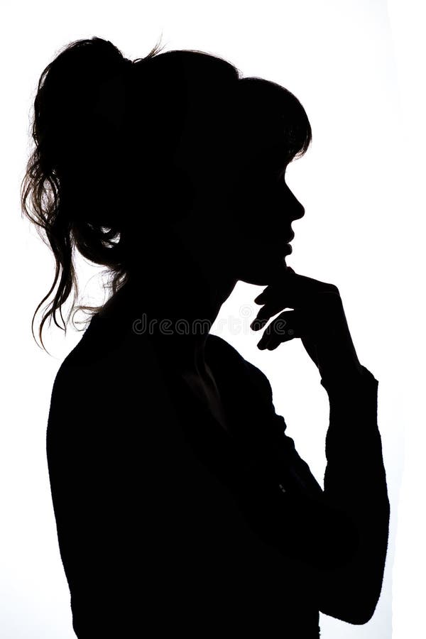 Sad Silhuette Of A Girl, Profile Photo Stock Photo, Picture and