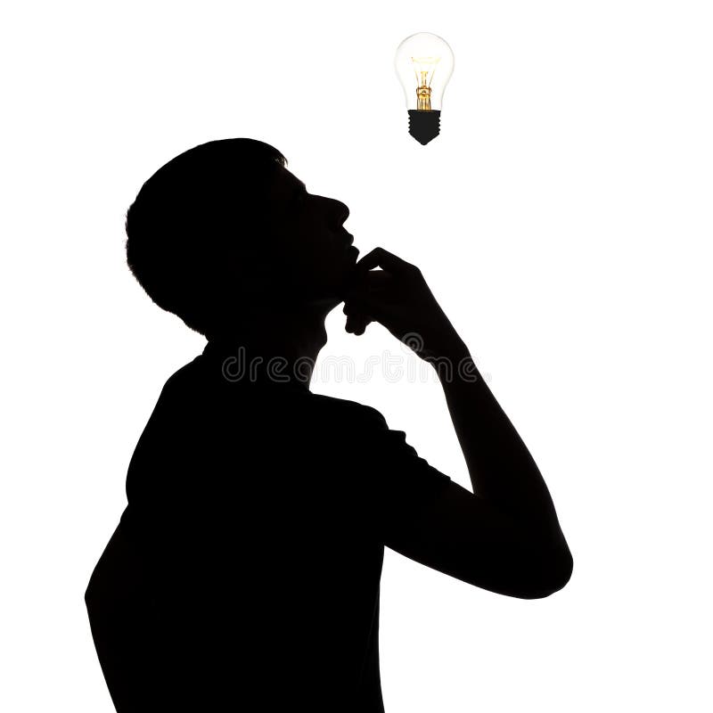 Silhouette of a thoughtful sad woman with hand near her forehead