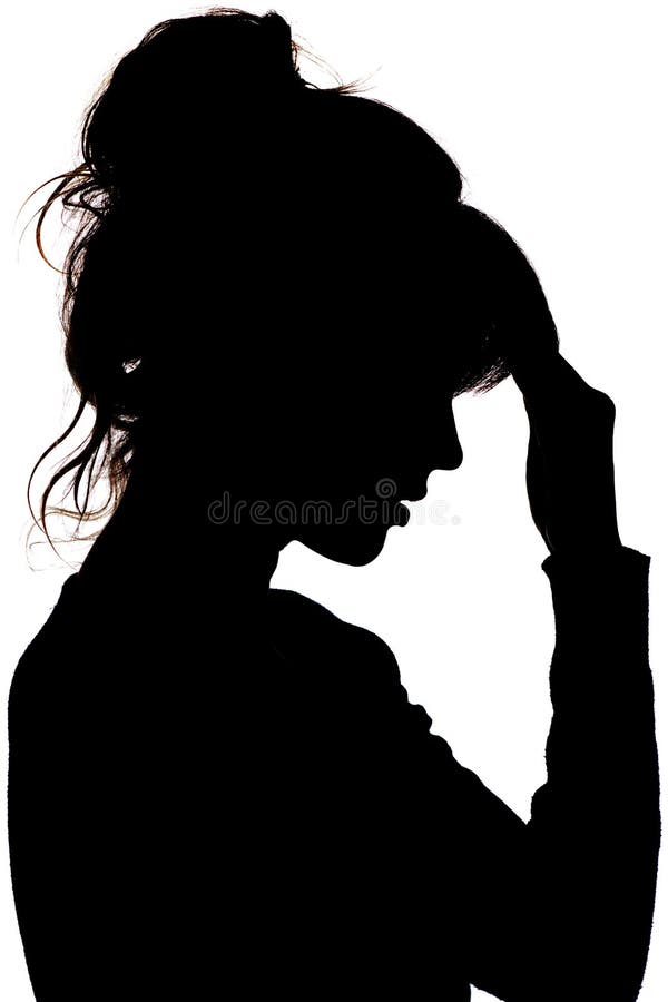 Sad Silhuette Of A Girl, Profile Photo Stock Photo, Picture and