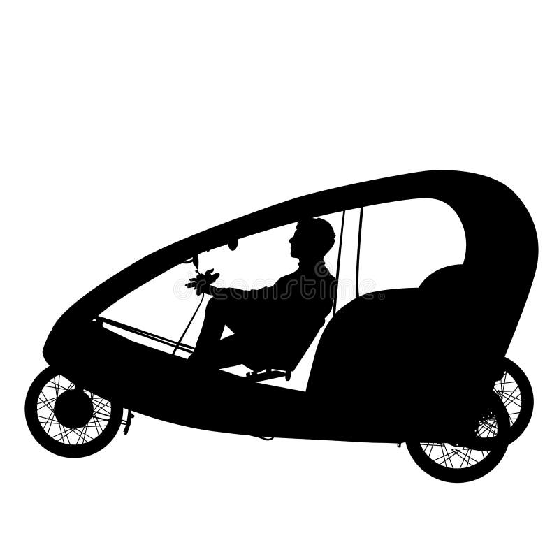 Silhouette Of A Tricycle Male On White Background Stock Vector Illustration of race, symbol