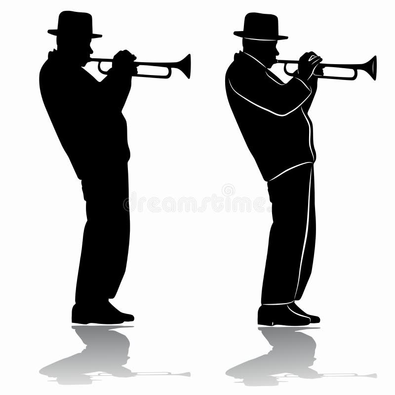 Silhouette of a trumpet player. vector drawing.