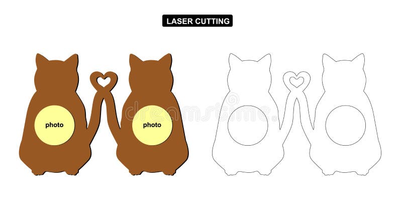 Greeting card of two cats with heart shaped tails ~ Clip Art #103033879