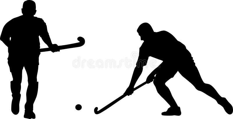 Silhouette of Two Field Hockey Players with a Hockey Stick and Ball Stock  Vector - Illustration of adult, person: 172493046