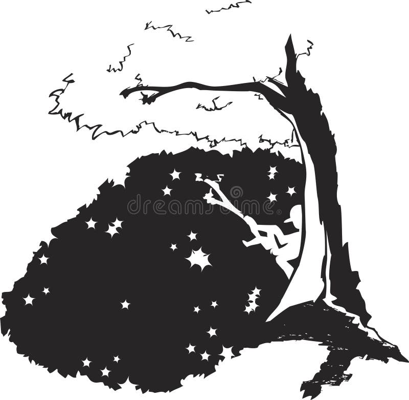 Silhouette under tree stock vector. Illustration of white - 7513641
