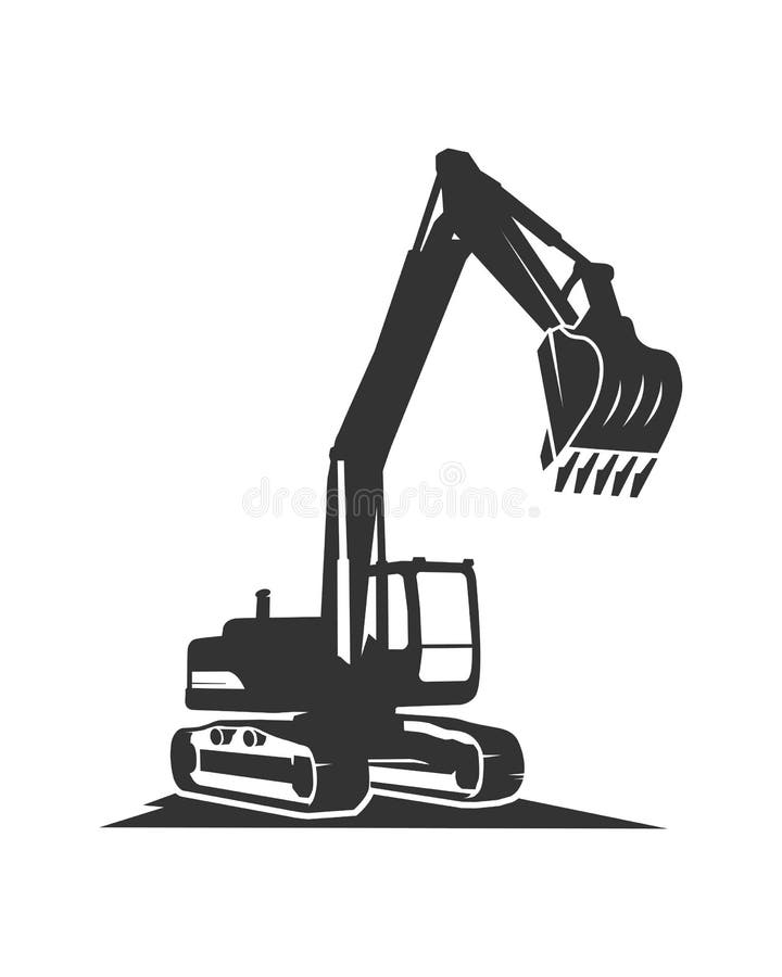 Download The Silhouette Black Excavator On A White Background Stock Illustration Illustration Of Industry Machine 137387637