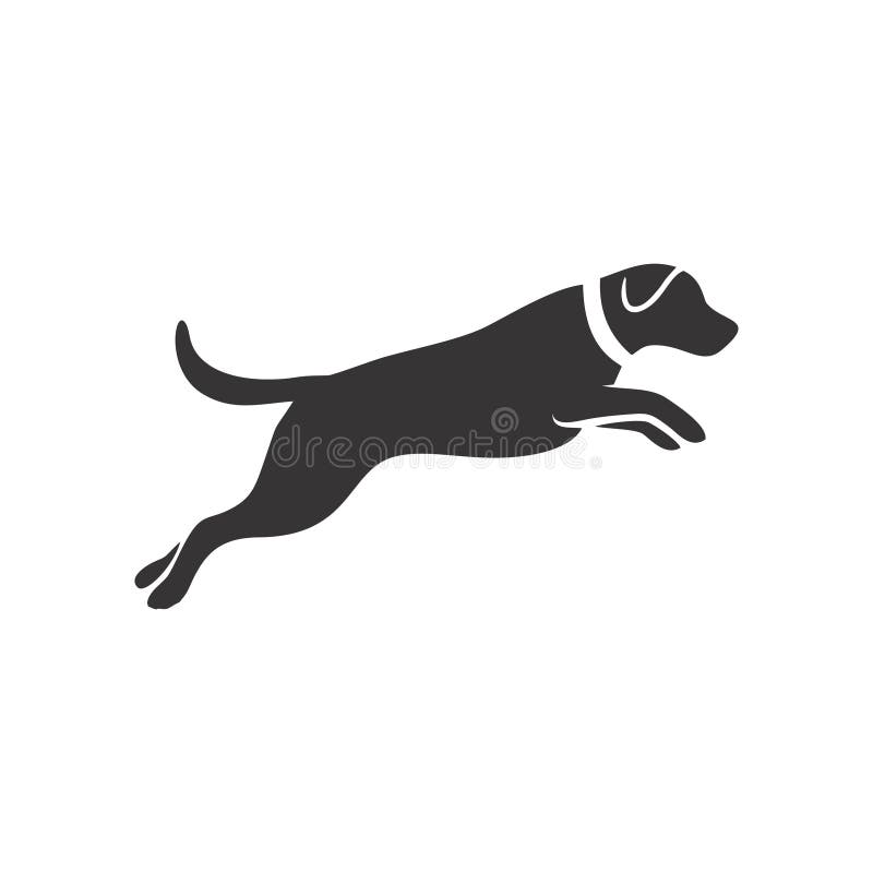 Silhouette vector of a black and white jumping dog