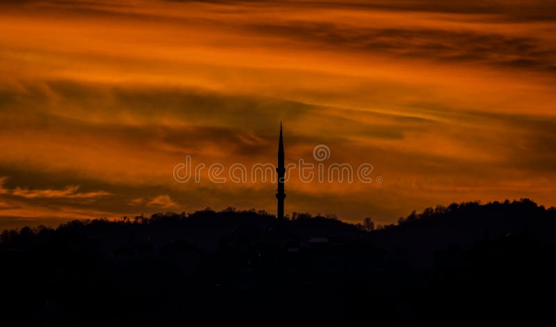 Silhouette View of Mosque in Samsun