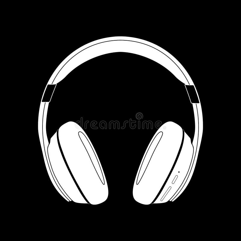 Silhouette of a White Headphone Speaker Gadget Device Isolated on a Black  Background. Music Element for Listening To Stock Vector - Illustration of  design, pictogram: 174190985