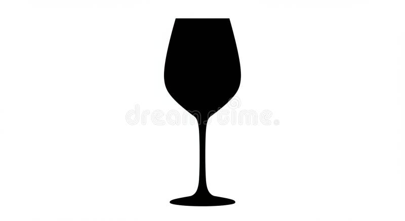 Silhouette of a wine glass in a classic shape. The dark, solid outline contrasts against a royalty free illustration