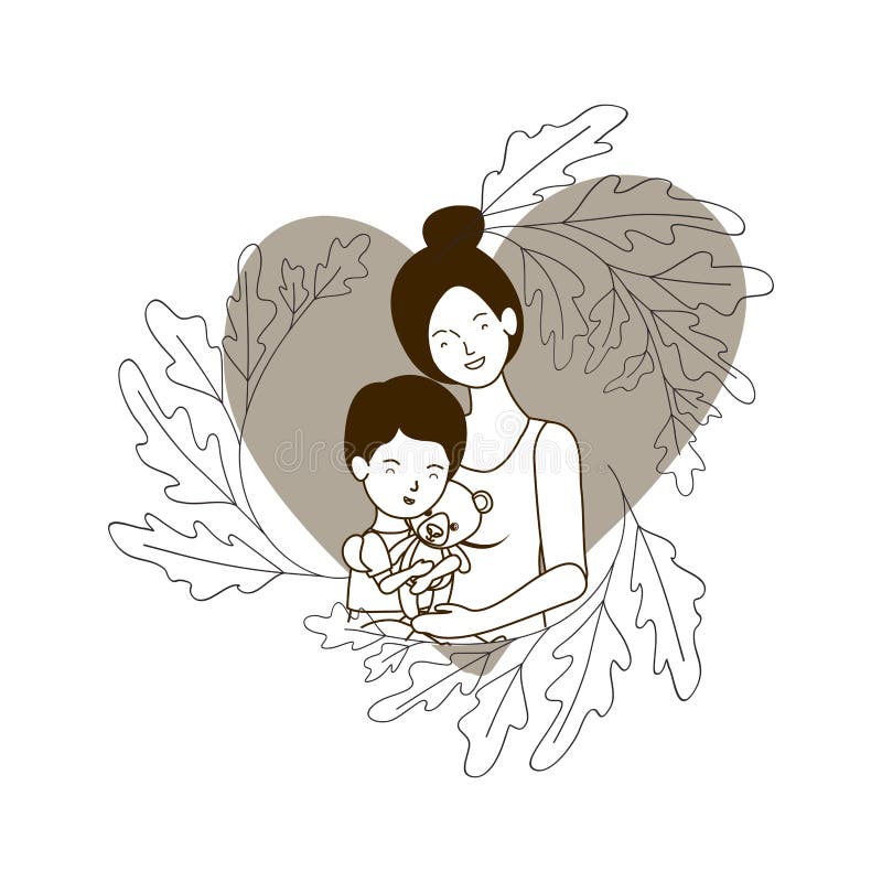 Silhouette of woman with baby avatar character royalty free illustration Silhouette of woman with baby avatar character royalty free illustration