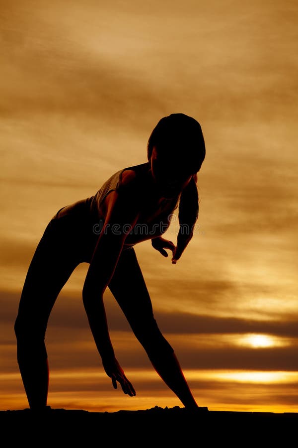Silhouette Woman Dance Bend Forward Lean Stock Image Image of face