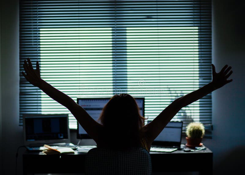 silhouette of a woman working in a home office - social media influence, blogger, vlogger, freedom stock image silhouette of a woman working in a home office - social media influence, blogger, vlogger, freedom stock image